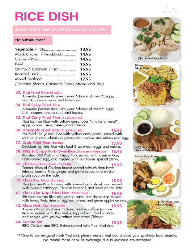 Chaba Thai Our Menu