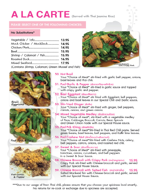 Chaba Thai Our Menu